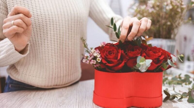 flowers in a hat box